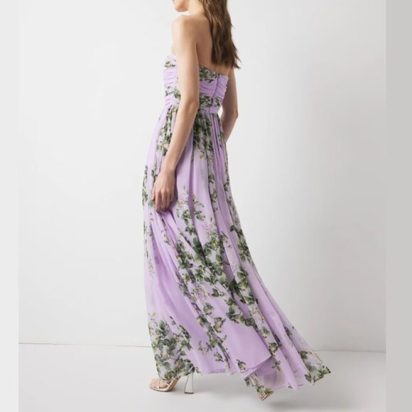White House Black Market Lavender Strapless Chiffon Maxi Dress NWT Size 14 - Picture 4 of 4